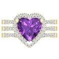 thumbnail image 2 of Dazzlingrock Collection 9mm Heart Shaped Center Amethyst with Round White Diamond Halo Style Engagement Ring Set for Women (0.63 ctw, Color I-J, Color I2-I3) in 10K Yellow Gold, Size 6, 2 of 4