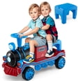 thumbnail image 1 of Gymax 12V 2-Seater Ride on Toy w/ Train Whistle LED Lights Music & USB Port Blue, 1 of 10