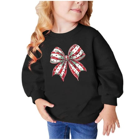 

GA WEIHUA Clearance Sale Toddler Girl Christmas Sweatshirts Xmas Graphic Crewneck Pullover Girls Cute Xmas Holiday Tops 2-9T(Black 2 Years)