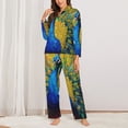 thumbnail image 2 of Lsque Peacocks Pattern Long Sleeve Pajama Set for Women - Soft 2-Piece Sleepwear and Loungewear Set with Pockets, Comfy Nightwear-Medium, 2 of 7