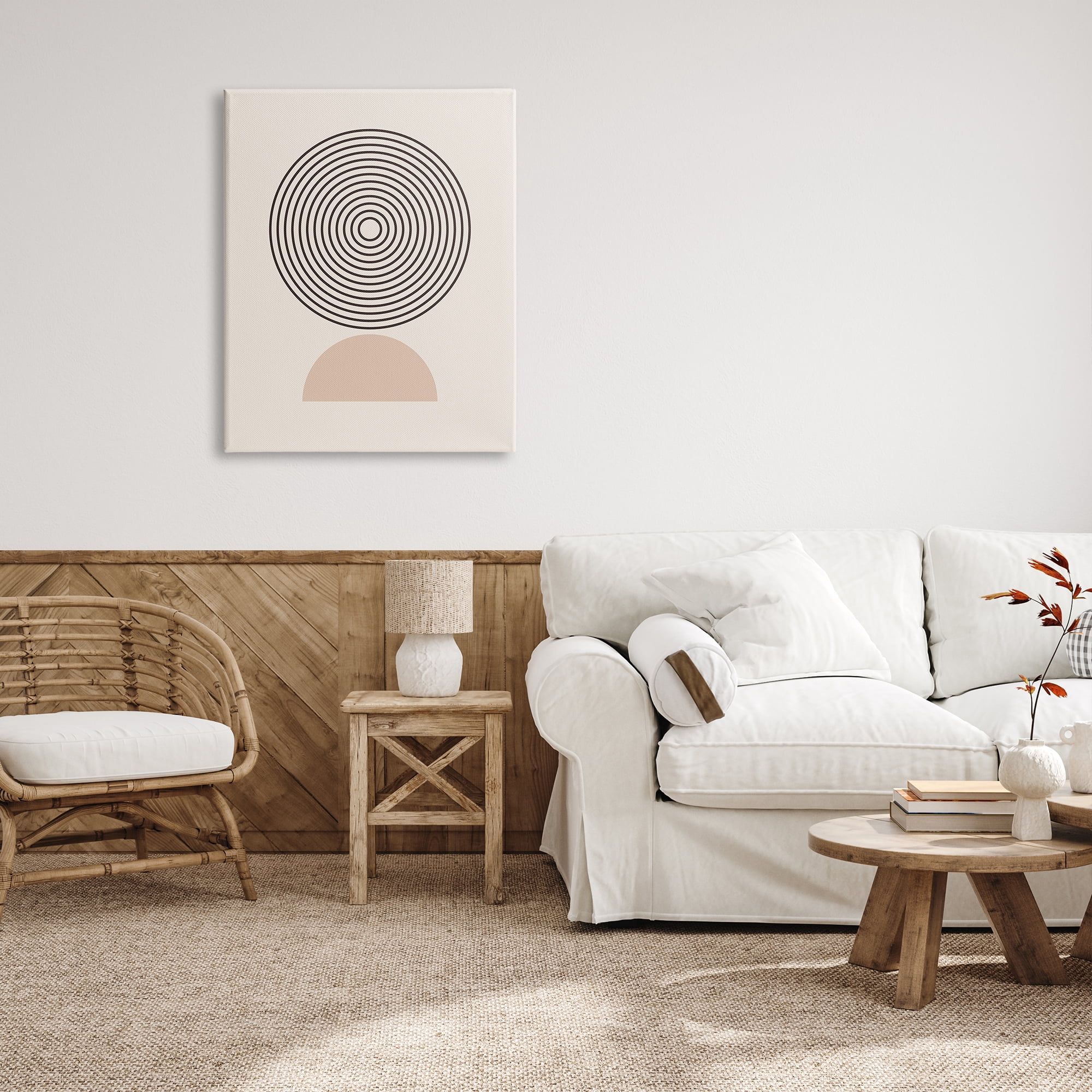 Stupell Industries Modern Circles on Beige Abstract Painting Gallery Wrapped Canvas Print Wall Art, 30 x 40