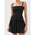 thumbnail image 3 of Women's Smocked Frill Cami Mini Dress with Tiered Ruffles and Stretch Polyester 100% Fabric for Summer Occasion, 3 of 12