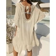 thumbnail image 4 of Beach Coverup Dress Crochet Hollow Out V Neck Swimwear Bikini Batwing Sleeve Swimsuit Cover Ups Bathing Suit Cover Up Alsol Lamesa, 4 of 6