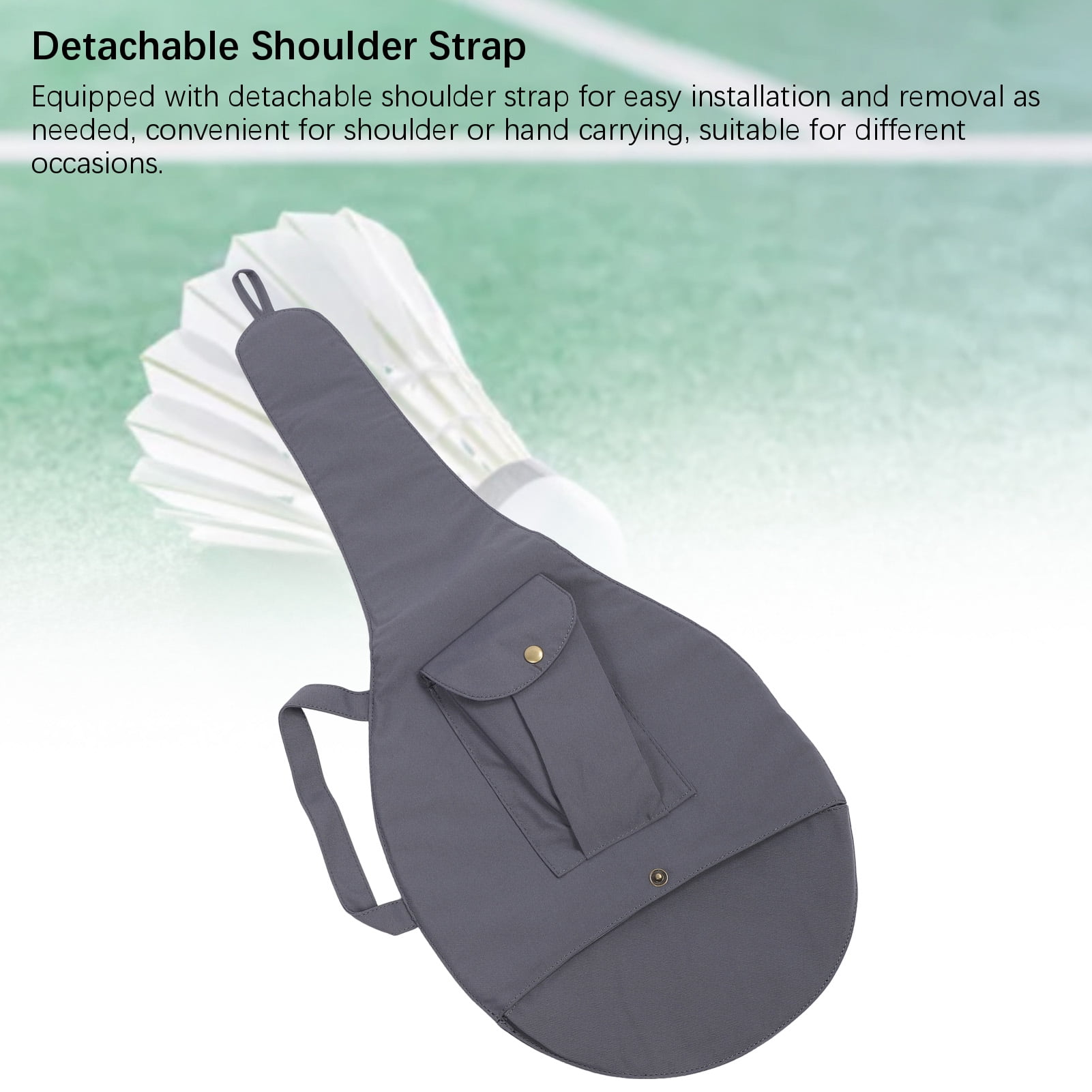 YAHHU Unisex Single Tennis Racket Cover Canvas Racquet Bag with Adjustable Shoulder Strap for Men and Women, Grey (16.54 inches / 42 cm)