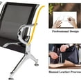 thumbnail image 6 of Kinbor 3-Seat Guest Chairs Office Furniture Reception Waiting Chair Airport Bench Steel Frame, Black, 6 of 9