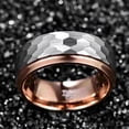 thumbnail image 3 of 8 mm Wide Side Step Rose Gold Surface Hammer Pattern Men's Tungsten Steel Ring, 3 of 3
