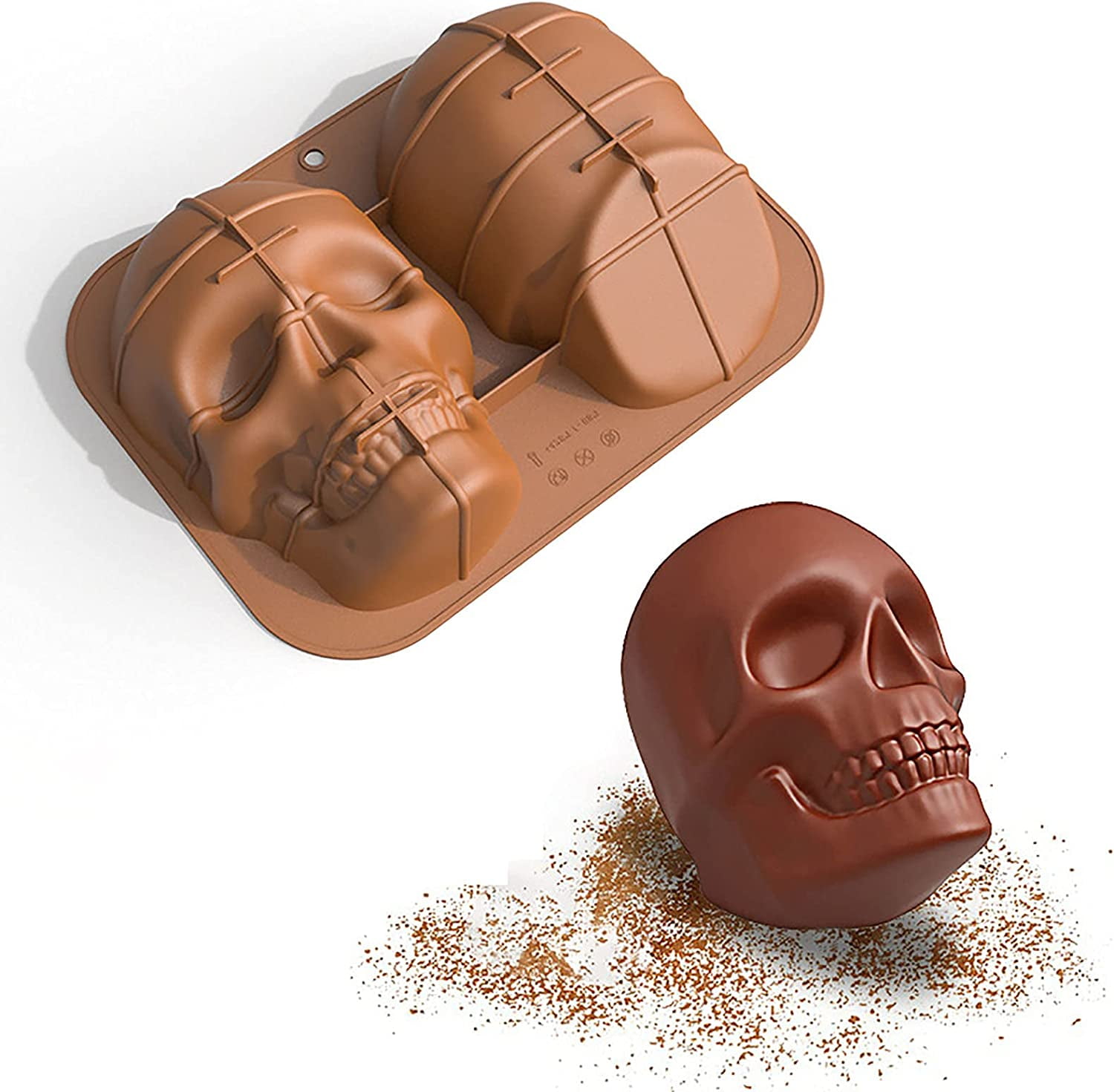 RanSeTi Silicone Skull Moulds, Halloween Cake Moulds, BPA Free for