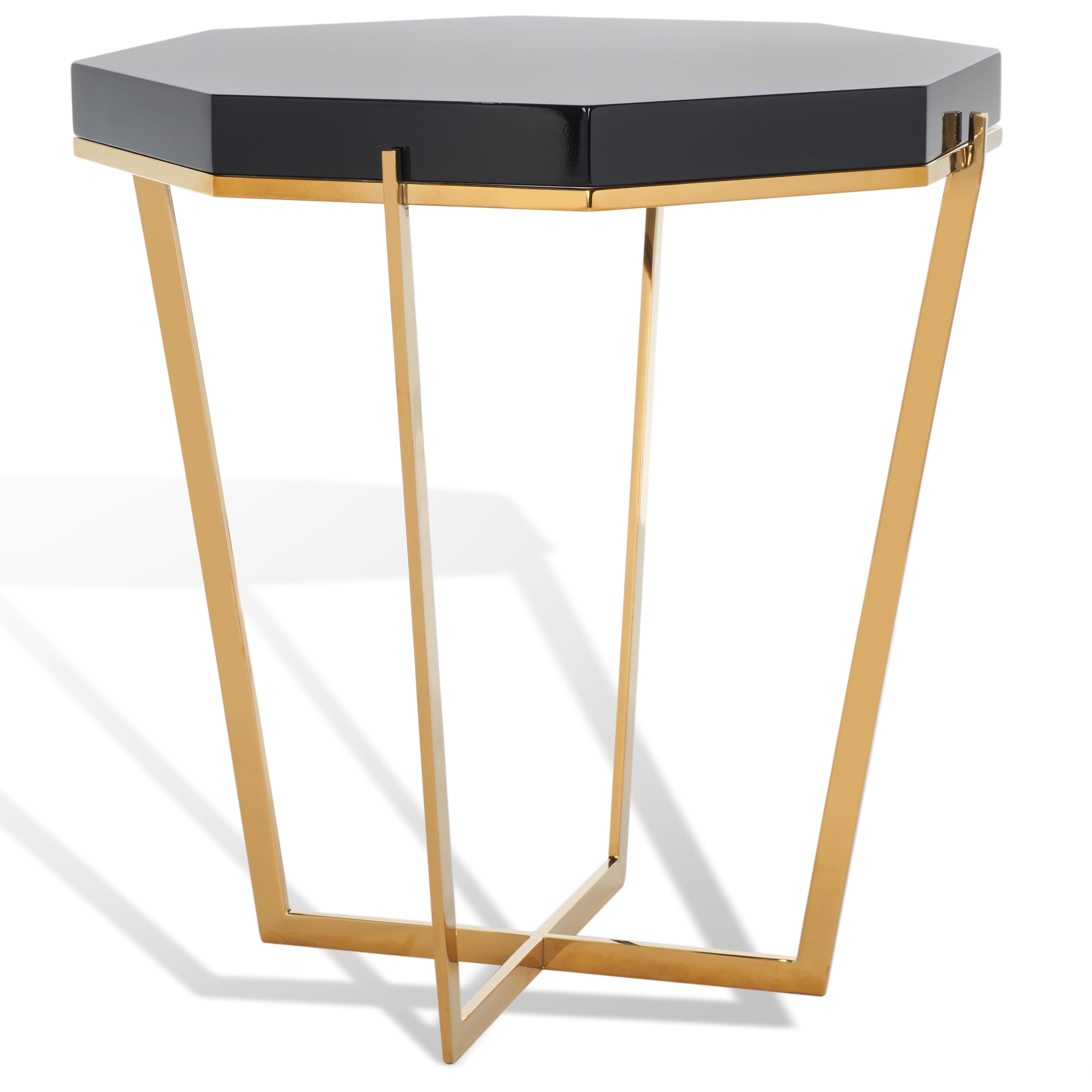 Safavieh Couture Danna Glam Stainless Steel Octagon End Table, Gold/Black