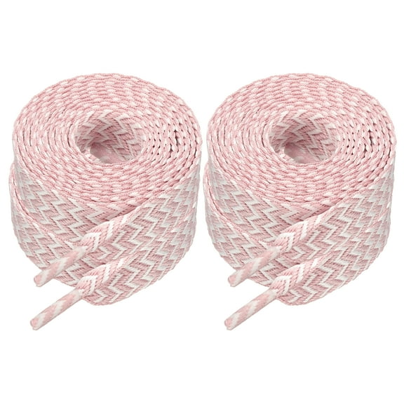 Uxcell 2 Pair Fat Shoe Laces, 47 Inch Athletic Shoelaces, Thick Fat Shoe Laces for Sneakers Running Men Women, Pink/White