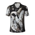 thumbnail image 2 of Daiia Elegant Swans Black Background Pattern Men’s Polo Shirts,Solid Deck Shirt,Classic Fit, Breathable Cotton Polo for Casual and Sport Wear-XX-Large, 2 of 7