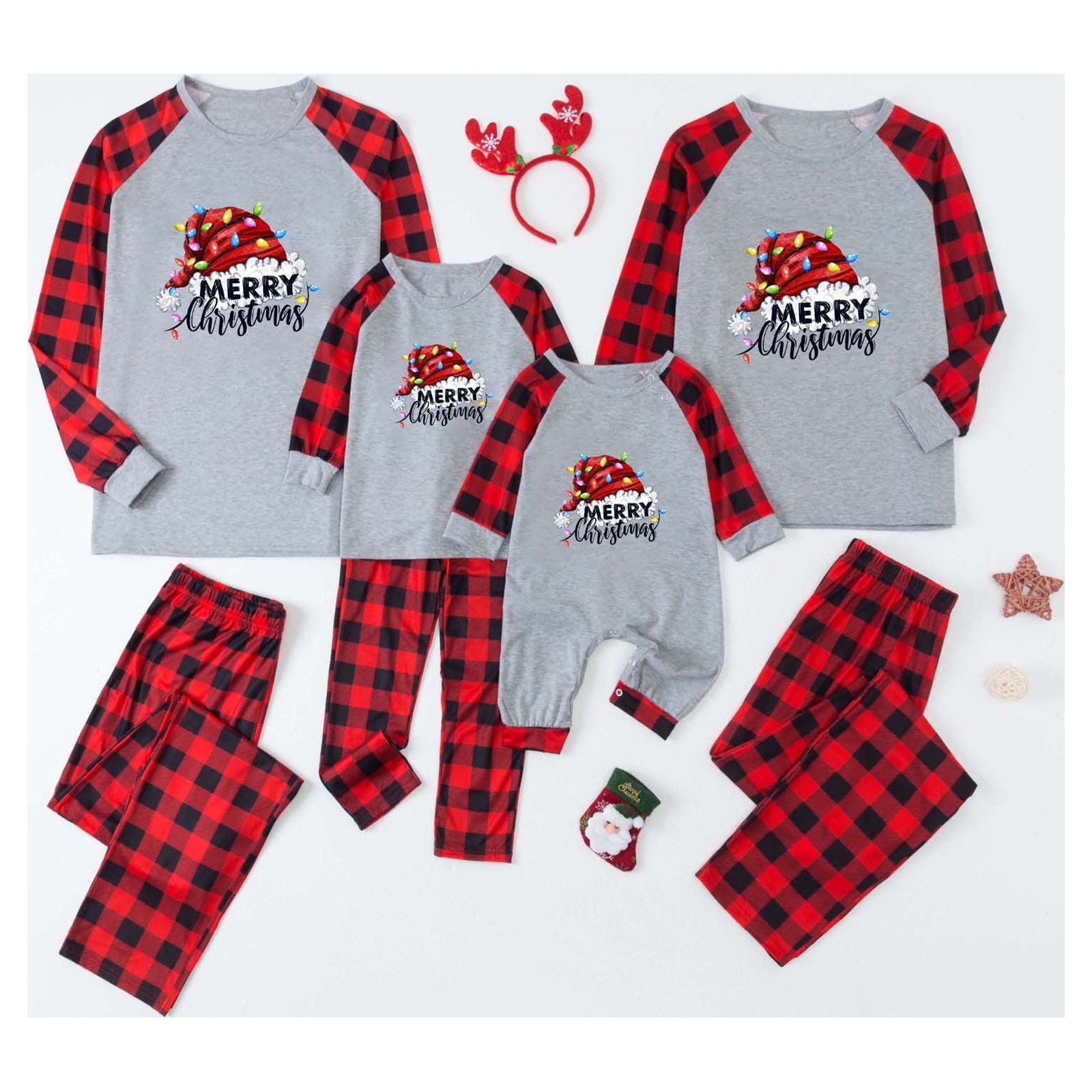 Black Friday Deals 2022 Pisexur Christmas Pajamas For Family Classic Plaid Xmas Sleepwear For Christmas Parent Child Outfit Matching Family Christm