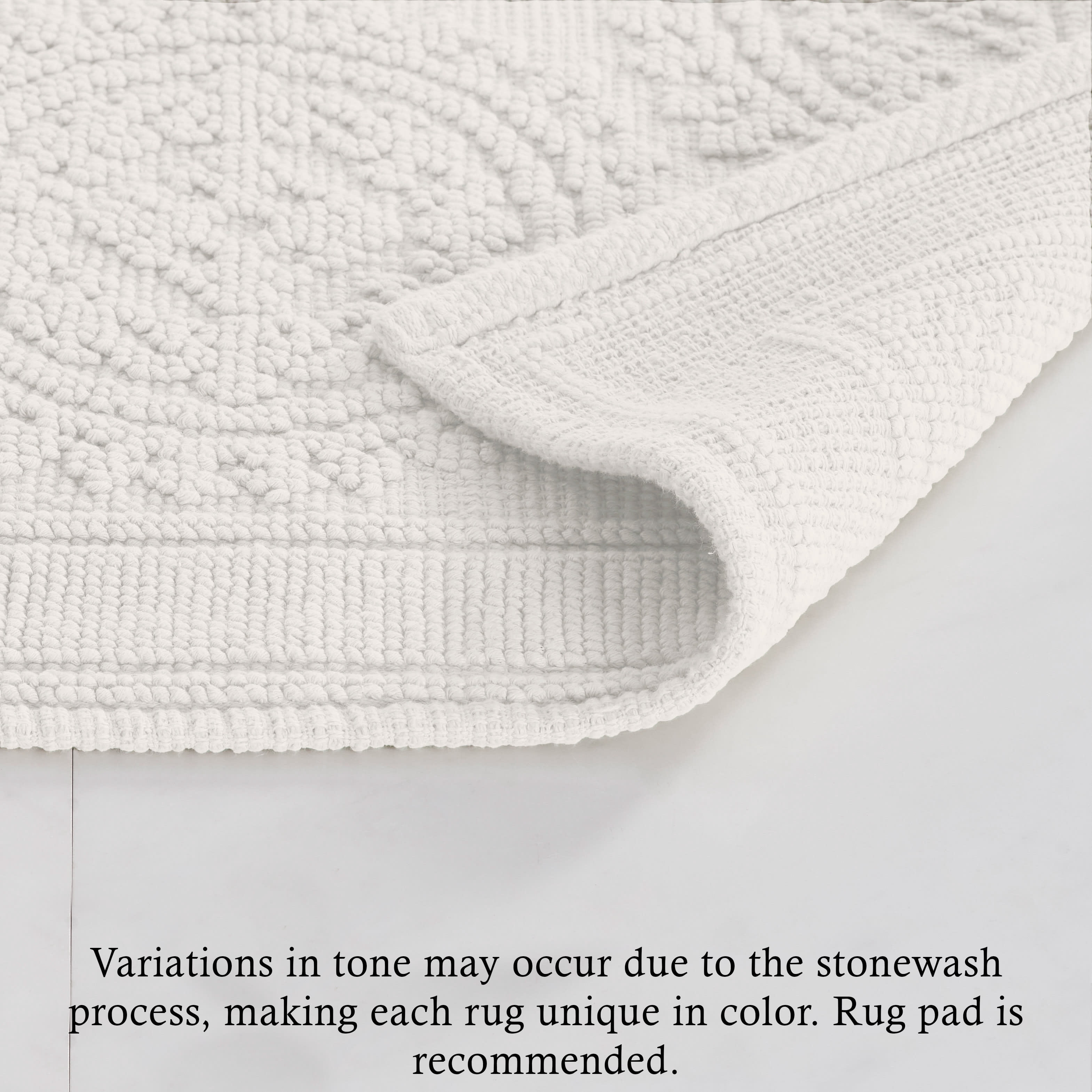 White, Medallion, 21x34 in Bath Rug, Jean Pierre