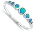 thumbnail image 4 of CHOOSE YOUR COLOR Round Circle Blue Simulated Opal Journey Ring .925 Sterling Silver Band CZ Female Size 4, 4 of 4