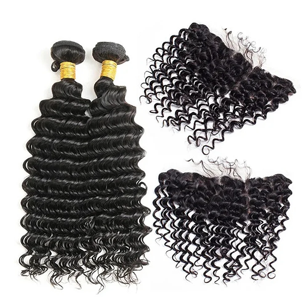 USTAR 2 Bundles 16 18" Brazilian Straight Virgin Human Hair with 16 Inch 13x4 Lace Frontal Natural Black Silky Smooth Stays Sleek Seamless Deal