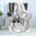 thumbnail image 4 of Octopus Soft Flannel Fleece Blanket, Hipster Octopus Tattoo Style Artwork Undersea Creature Monster Cartoon Print Art, Cozy Plush for Indoor and Outdoor Use, 60" x 80", White Black, by Ambesonne, 4 of 5