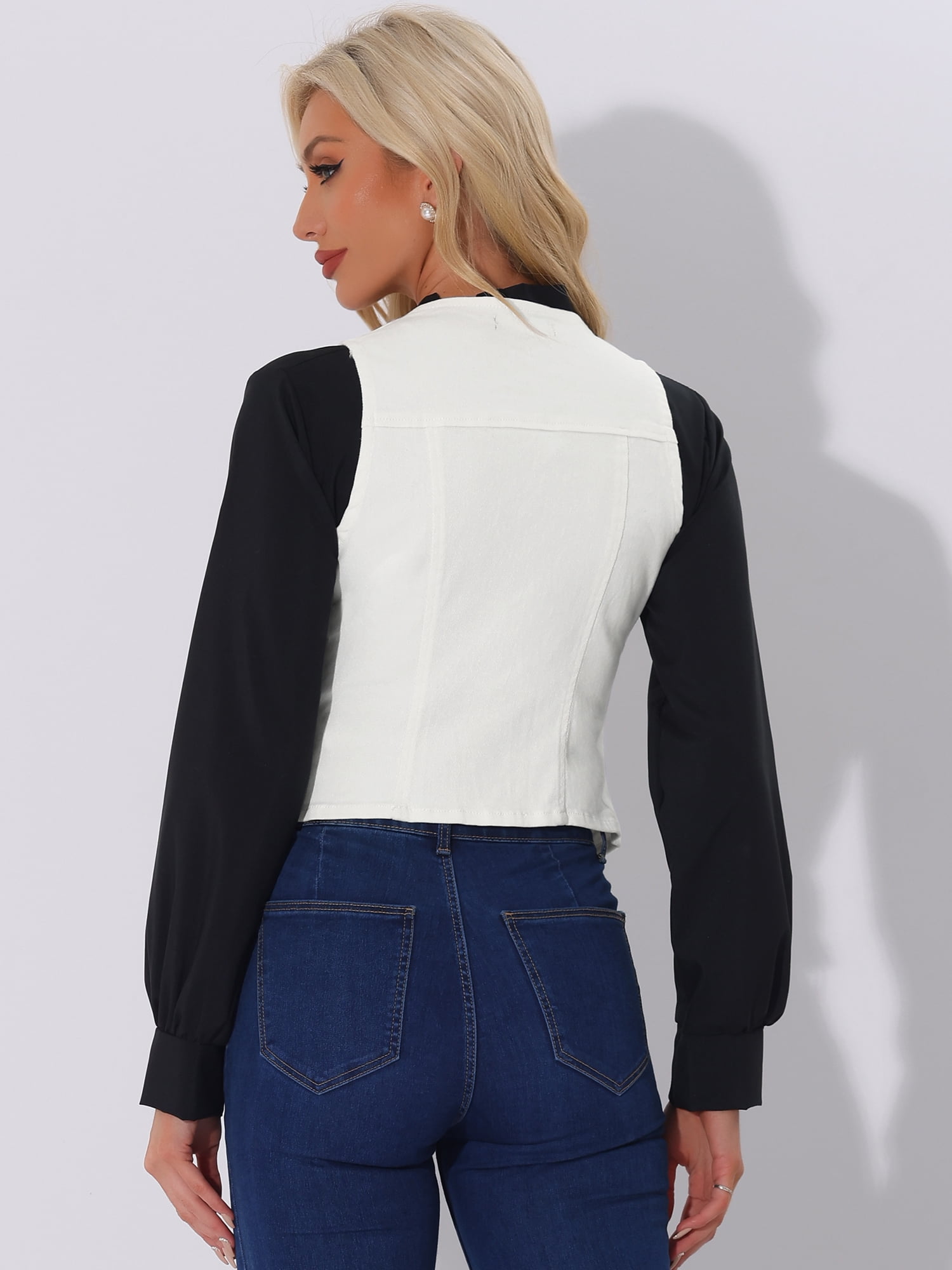 DARING DIVA Women's Denim Vest Washed Distressed Jean Jacket XL White