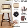 thumbnail image 4 of HUTWIFE Home Adult Rattan Back Faux Leather Upholstered and Walnut Bentwood Leg Bar Stools - Set of 3, Beige, 4 of 8