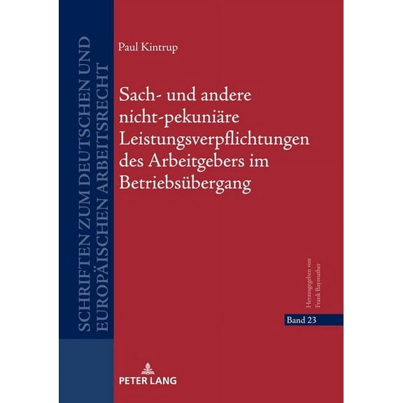 Schriften Zum Deutschen Und Europaeische Sach- und andere nicht-pekuniaere Leistungsverpflichtungen des Arbeitgebers im Betriebsuebergang, Book 23, (Hardcover)