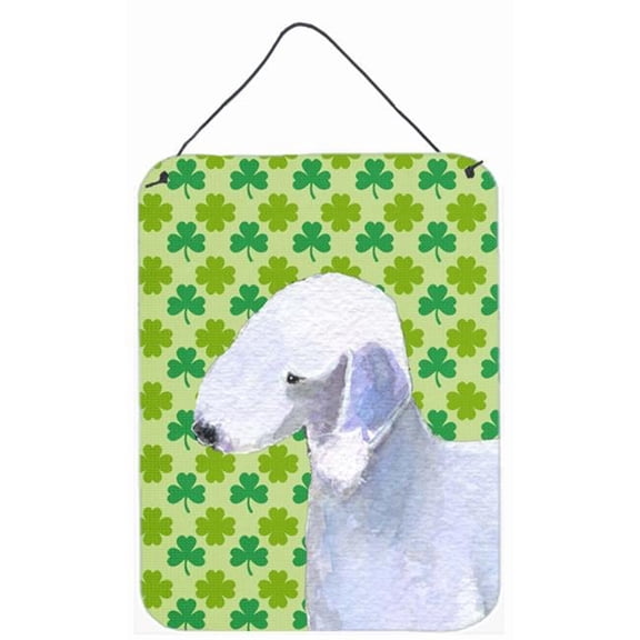 Bedlington Terrier St. Patricks Day Shamrock Aluminium Metal Wall Or Door Hanging Prints - 12 x 16 in.
