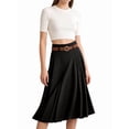 thumbnail image 4 of Women'S High Waist A-Line Skirt Flared Midi Skirt Vinage Skirt with Belt Black XL, 4 of 7