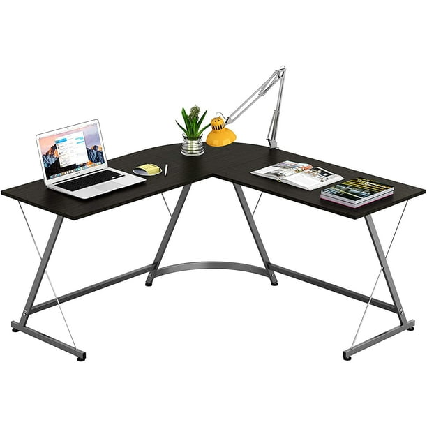 SHW LShape Corner Desk Computer Gaming Desk Table, Espresso Walmart