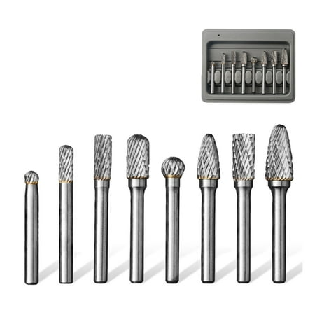 

Vervmczn Carbide Set 6mm 8 Piece Die Grinder Drill Bit File for Metal Wood Welding Concrete Grinding Deburring