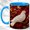 Blue, variant on White Dove Branch Coffee Mug, Red Mosaic Mug, Ceramic 11 oz