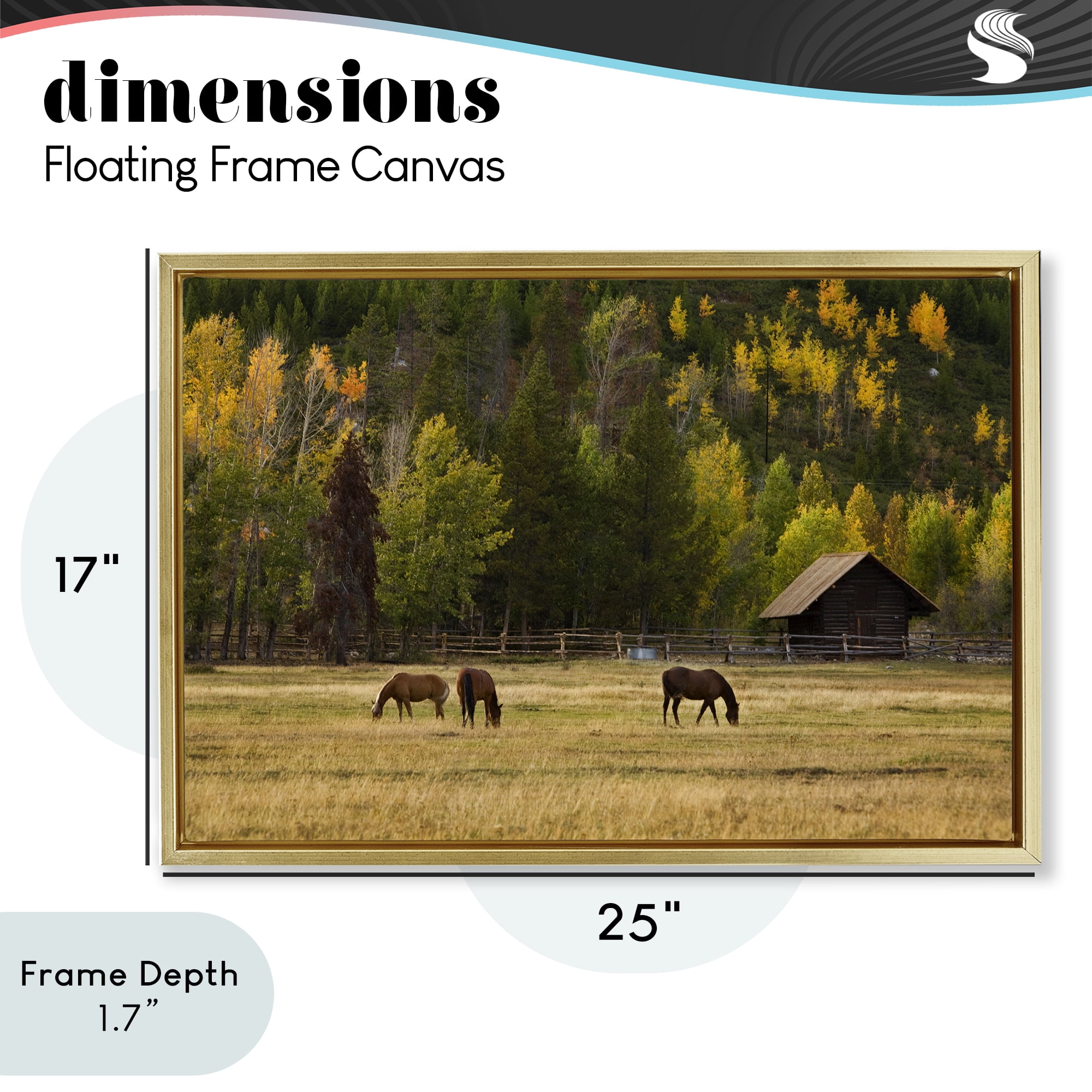 Stupell Industries Horses In Jackson Hole Gold Framed Floater Canvas Wall Art, design by Scott Stulberg