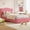 Pink, variant on Full Size Upholstered Platform Bed Frame for Kids with 2 Storage Drawers - Cute Velvet Headboard, Sturdy Noise-Free Construction, No Box Spring Needed, Low Profile, light beige tone, Full
