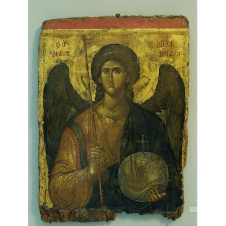 14th Century Icon of Archangel Michael in the Byzantine Museum in Athens, Greece, Europe Print Wall Art By Gavin