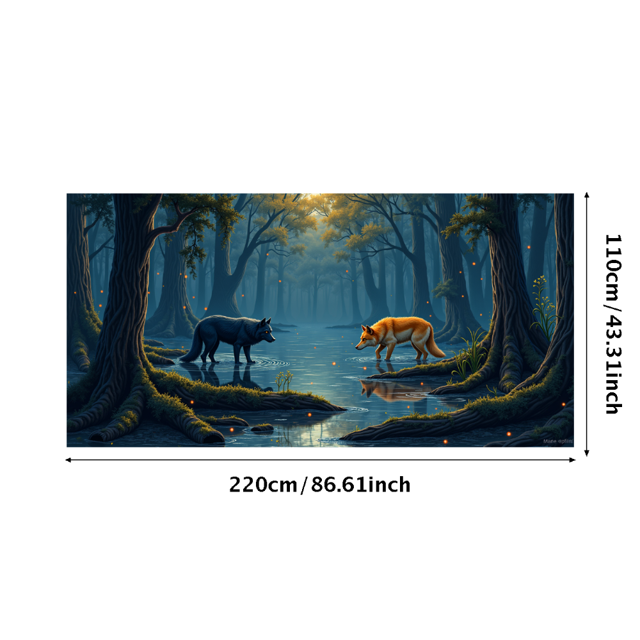 Forest Theme Wolf Image Backdrop Banner Decorative Party Background Photography Props Event Decoration Birthday Celebration Supplies