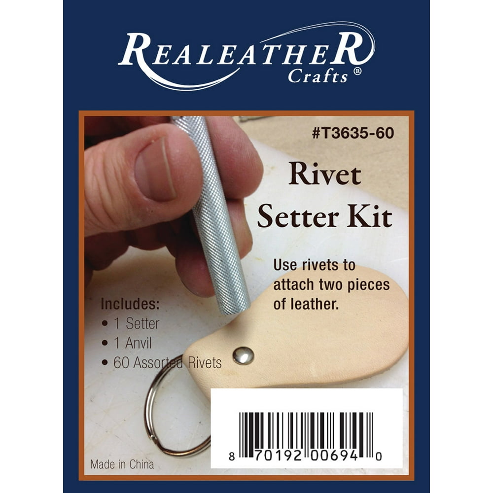 Realeather Leather Rivets & Setter Kit, 60Piece