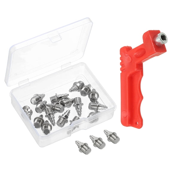 Uxcell 1/4" Steel Track Spikes Sports Shoes Spikes with Spike Wrench Silver 16 Pack
