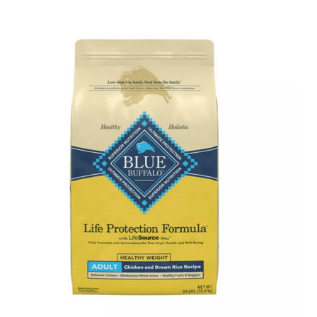 Blue Buffalo Life Protection Adult Healthy Weight Chicken and Brown Rice Recipe Dry Dog Food 34 lb