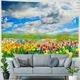 thumbnail image 4 of Fabric Tulip Flower Tapestry Spring Natural Grassland Blue Sky White Cloud Sunshine Wall Hanging Spring Tulip Tapestry for Bedroom Aesthetic Living Room College Dorm Decor, 4 of 6