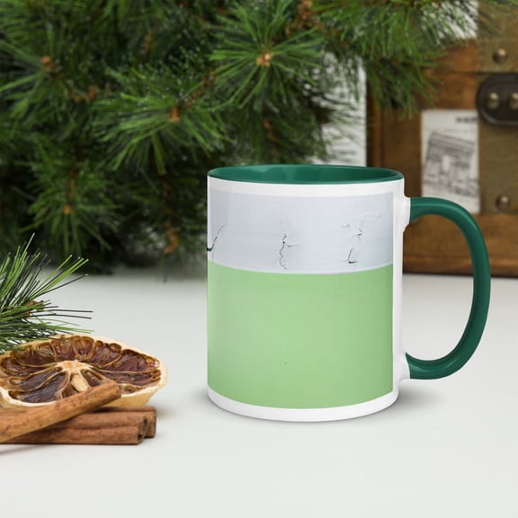 Peeling Paint Green Mug, Green Inside (Dark Green)