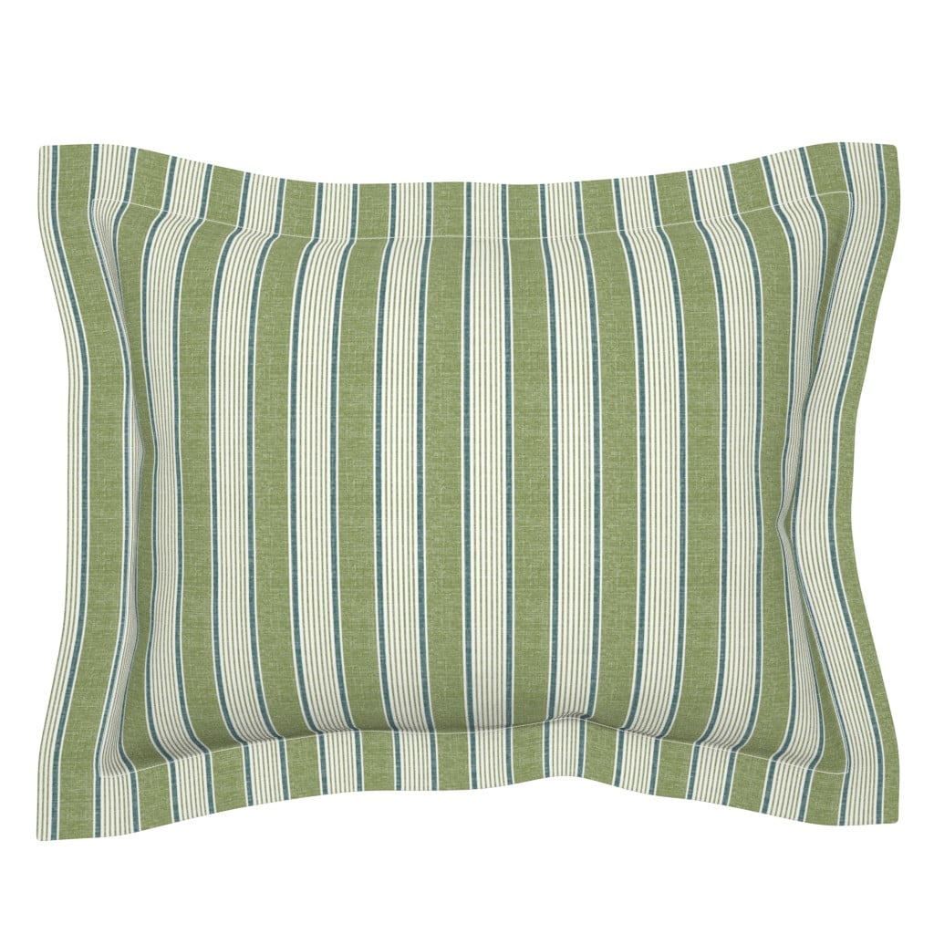 Ticking Striped Vertical Green Beige Pillow Sham by Roostery Walmart