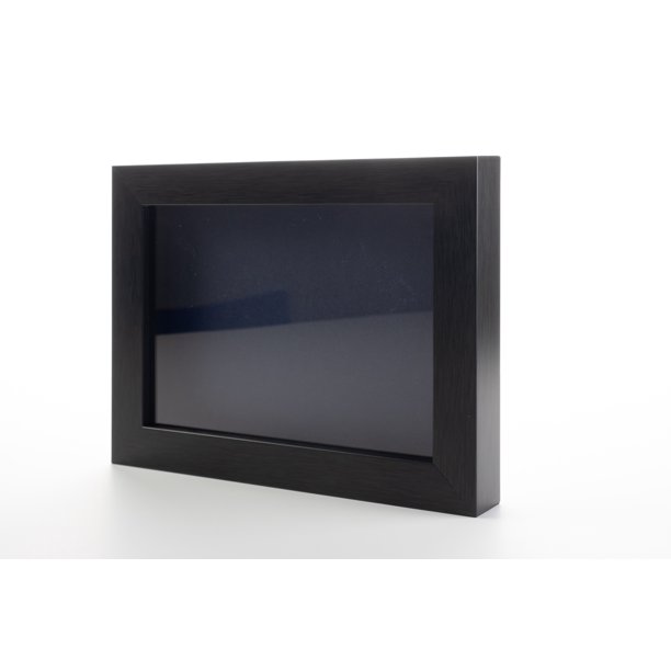 9x12 Shadow Box Frame Gray Stained Real Wood with a Navy AcidFree