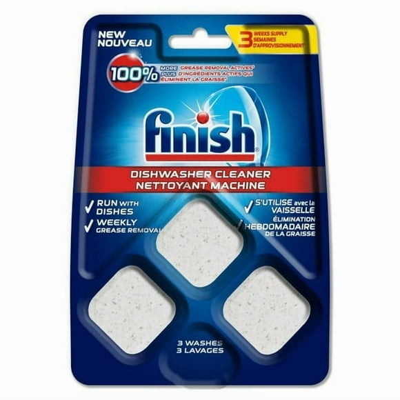 FINISH Nettoyant pour Lave-Vaisselle, Nettoyant en Machine, 3 Unités, Élimination de la Graisse, Fonctionne avec la Vaisselle, 3 Unités