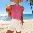 thumbnail image 5 of AnuYalue Linen Tank Tops for Women Loose Fit Crew Neck Cropped Tees Summer Beach Sleeveless Shirt, 5 of 9