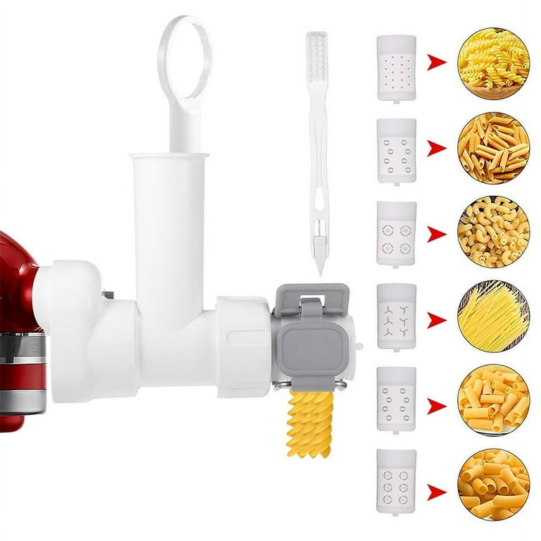 Pasta Maker Attachment for Kitchen aid Stand Mixers with 6 Interchangeable  Different Shapes of Pasta Outlet and Cleaning Brush, Durable Pasta Press