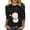 Black, variant on Funny T-Shirts For Women Casual Fashionable Snowman Print Round Neck 3/4 Sleeve Xmas Gift Clothes