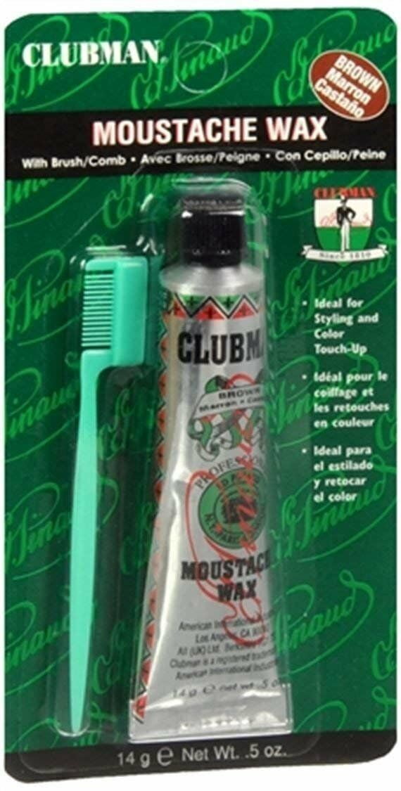 2 Pack Clubman Moustache Wax Brown 0.50 oz