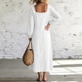 thumbnail image 6 of Women's Square Neck Long Sleeve Maxi Dress, Elastic Cuff Loose Fit Flowy Dress for Vacation Daily Wear Fall Wedding Guest, Women's Plus M, 6 of 9