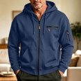 thumbnail image 4 of Men's Hooded Sweatshirt With Zipper Solid Long Sleeved Cardigan Casual Fashionable Coats, 4 of 8