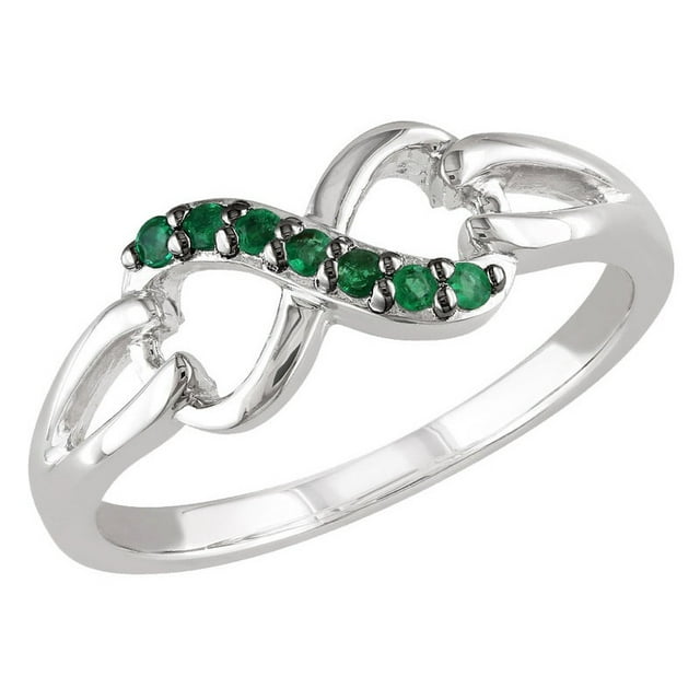 Natural Green Emerald Infinity Ring 1/7 Carat (ctw) in Sterling Silver