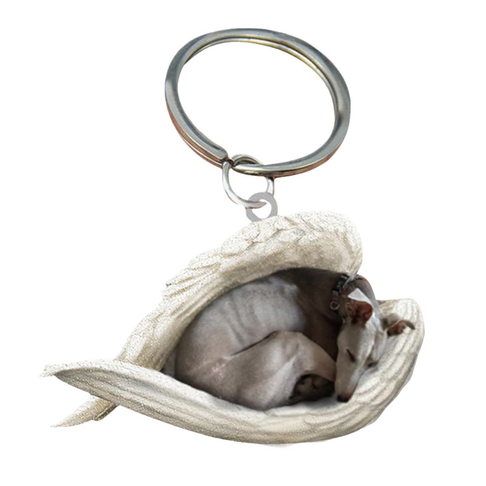 Hanging Ornament Keychain Cute Sleeping Angel Dog Wing Pendant Dog