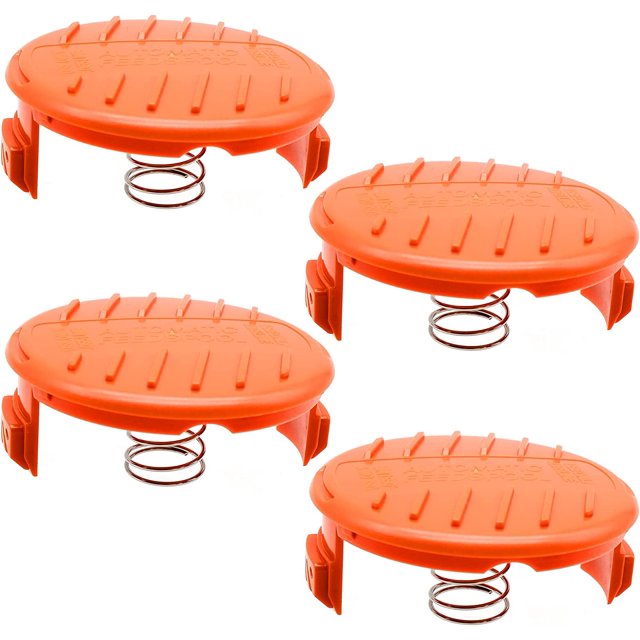 Paquete de 4 tapas de carrete, tapa de carrete de repuesto con resorte, compatible con recortadora de césped AFS JFHHH pequeña