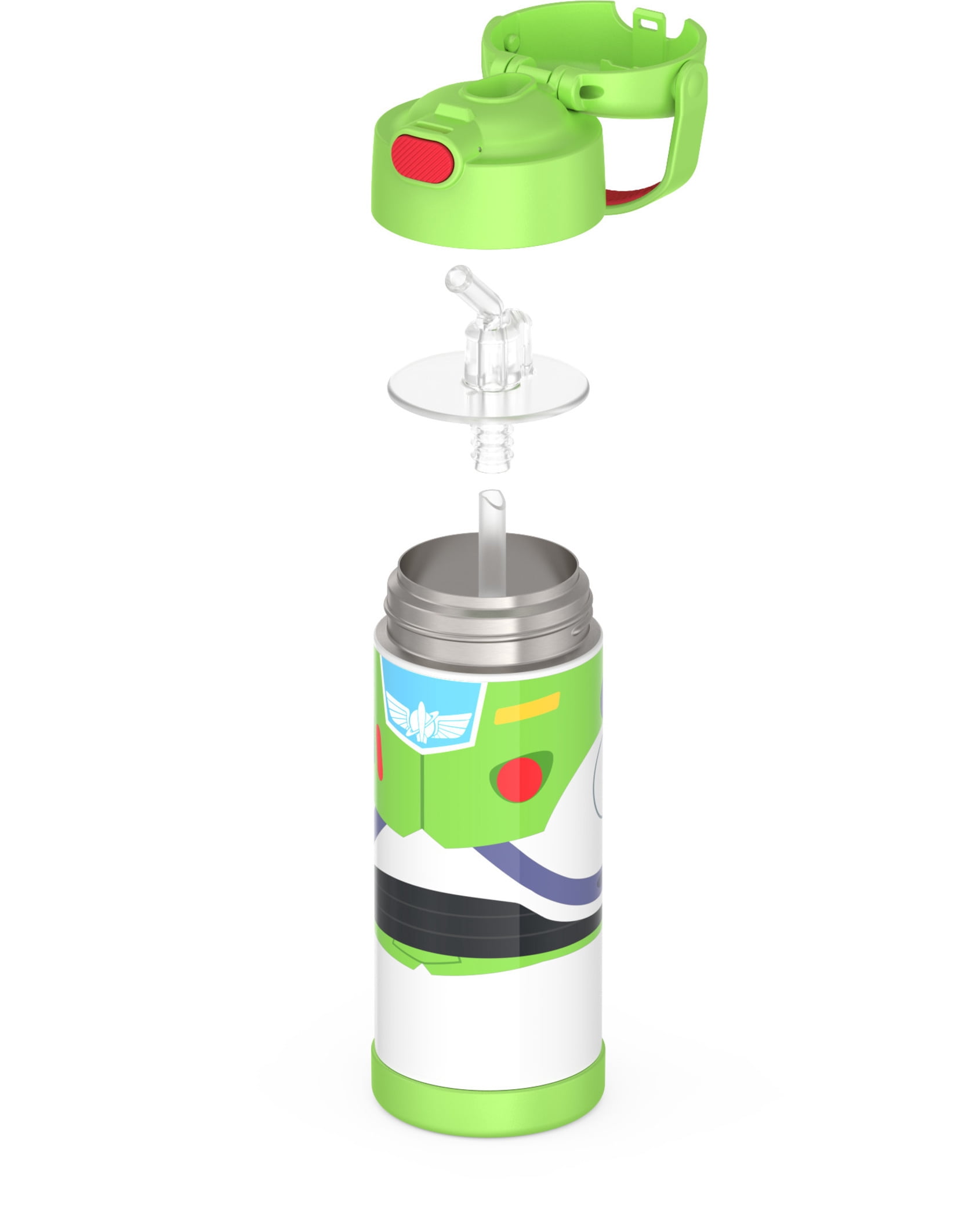 Thermos Stainless Steel Vacuum Insulated FUNtainer Bottle with Covered Straw, Dishwasher Safe, Leak-Proof, Toy Story Buzz, 14oz