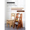 thumbnail image 6 of Wooden Folding Library Ladder Chair, 4-Storey Portable Multi-Function Step Stool, Indoor and Outdoor Display Rack Flower Rack (Walnut), 6 of 7